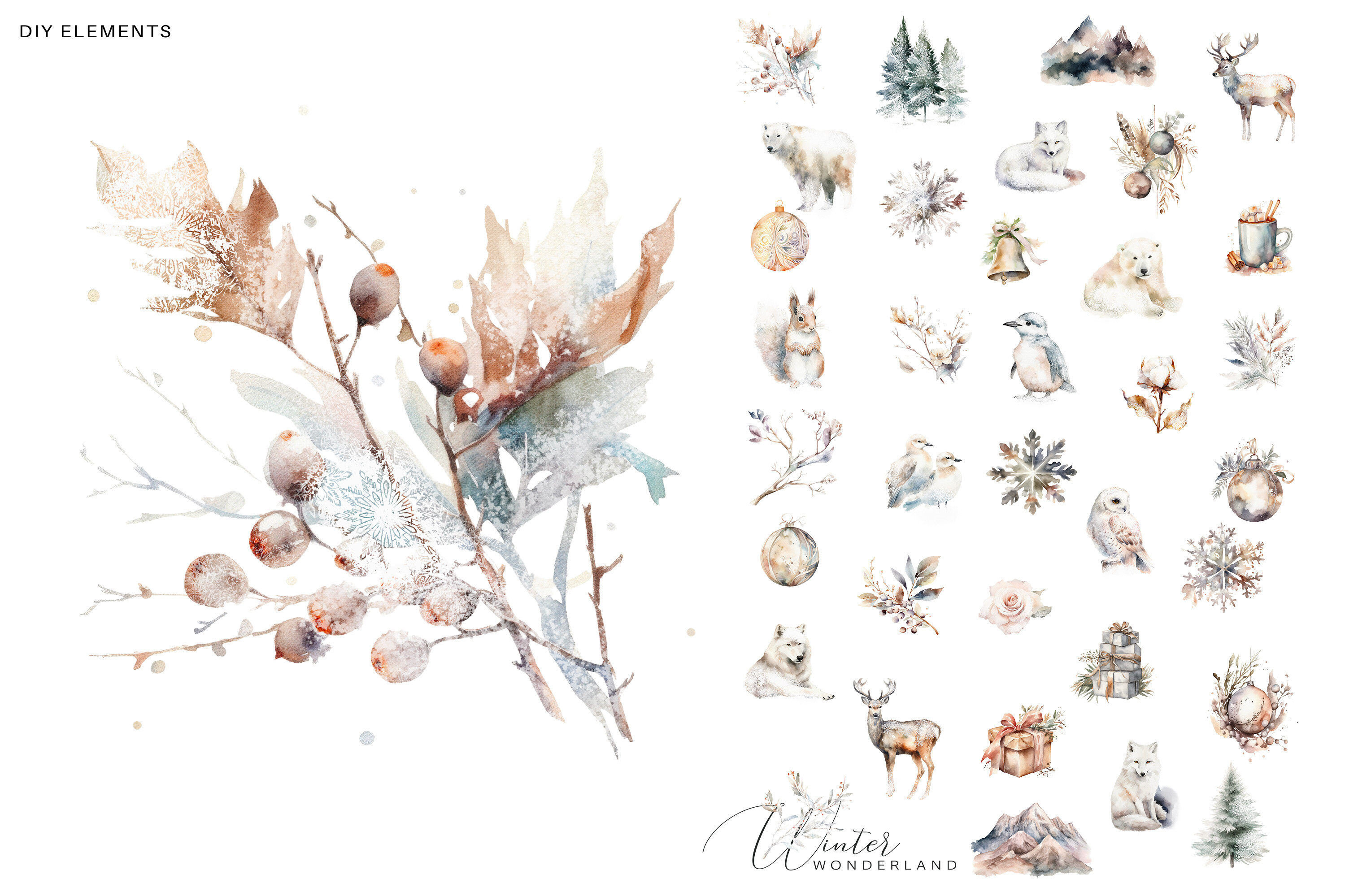 Evergreen Watercolor Clipart - photo 3