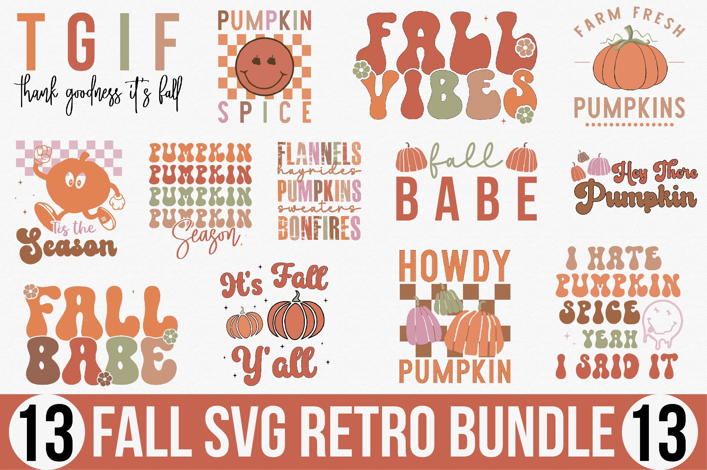 Fall SVG Retro Bundle Graphic by designking · Creative Fabrica