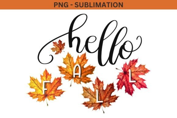 Preview of Hello Fall Png Sublimation Design T-shirt, sticker, and sublimation design