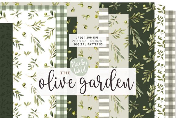 Olive Garden Seamless Watercolor Pattern