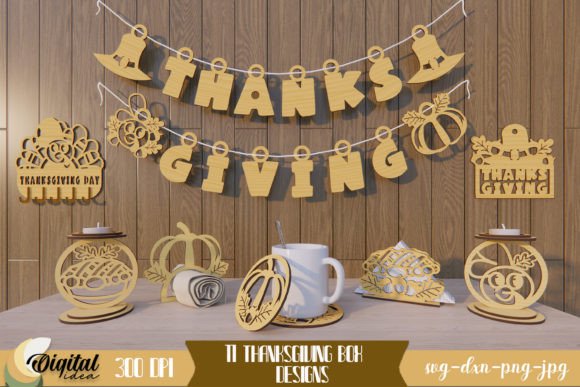 Thanksgiving Table Decor Set Bundle Svg Graphics