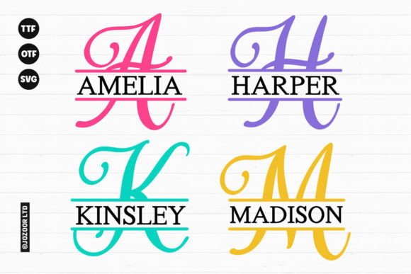 Preview specimen of Amelia Split decorative font