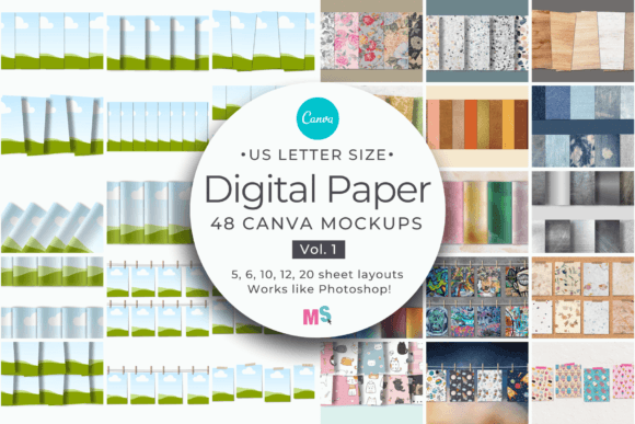 Digital Paper Mockup Set for Canva