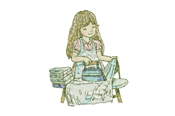 Little Girl Doing Housework