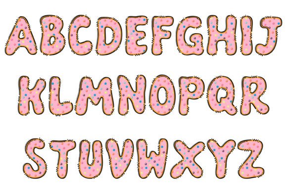 Pink Donut Font PNG with transparent background - Preview 1