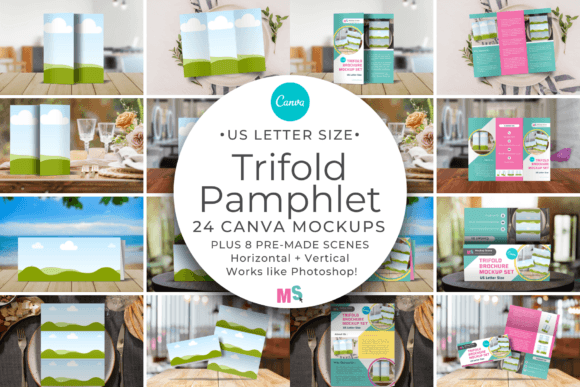 Trifold Pamphlet Mockup Set for Canva
