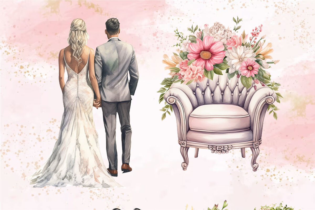 Watercolor Wedding Clipart Bundle - photo 2