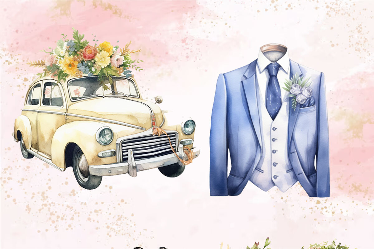 Watercolor Wedding Clipart Bundle - photo 3
