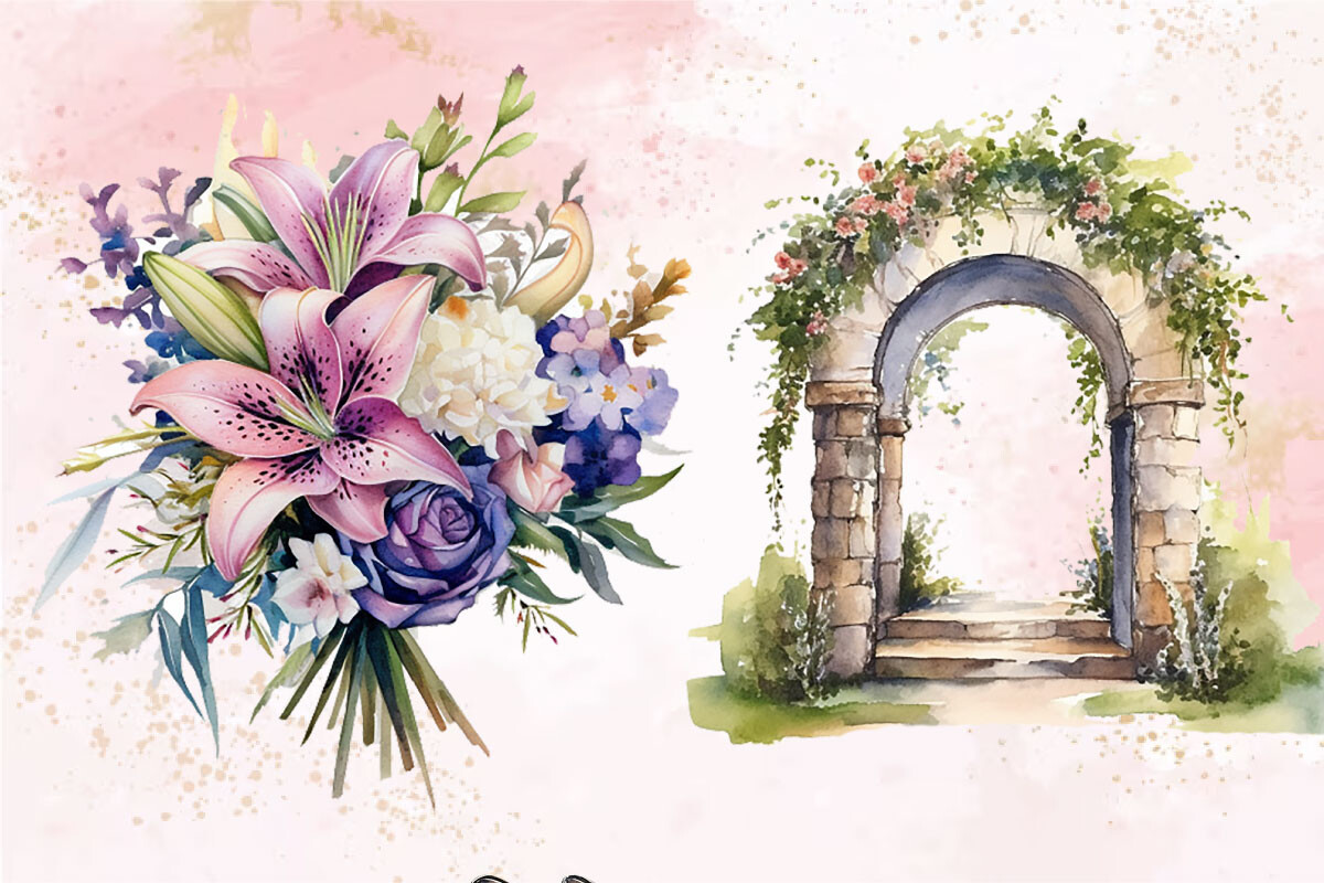 Watercolor Wedding Clipart Bundle - photo 5