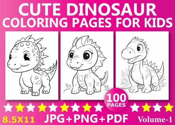 100 Cute Dinosaur Coloring Pages for Kids
