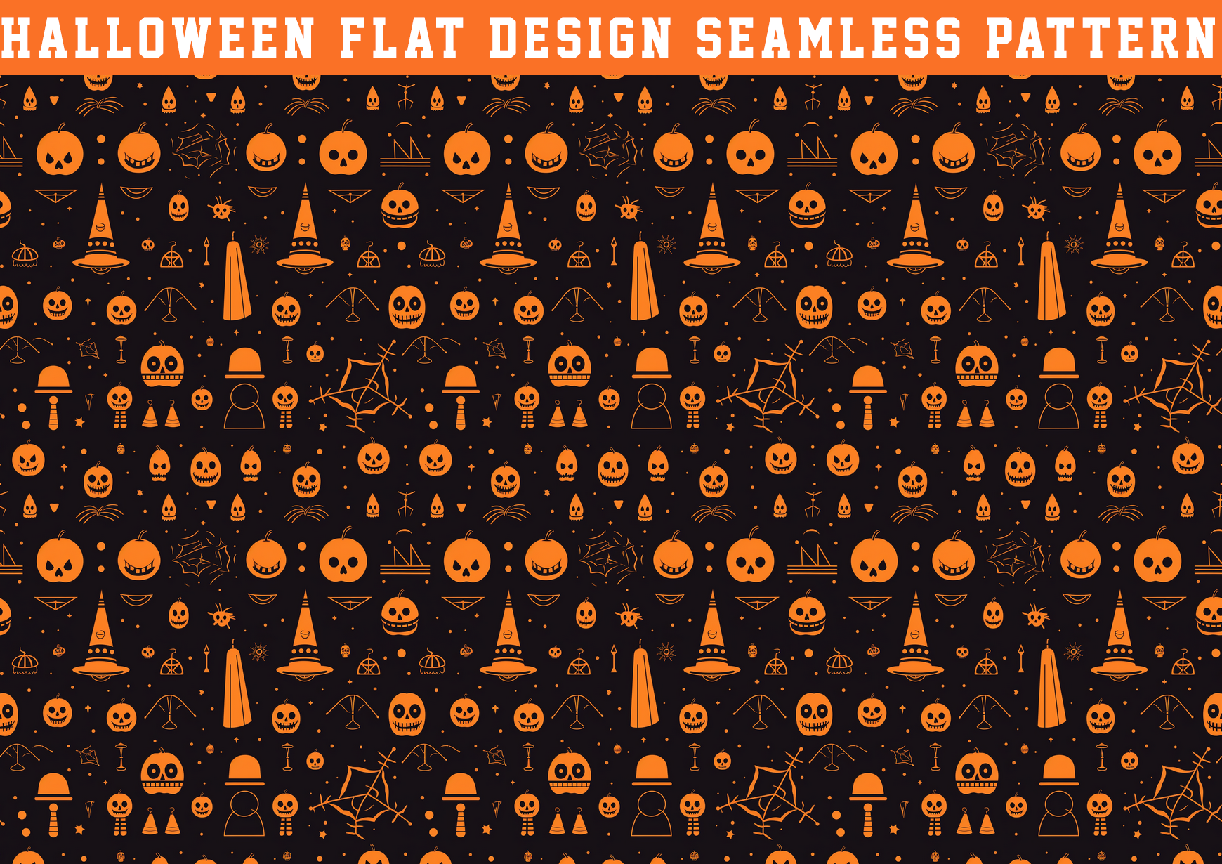 Cute Halloween Flat Seamless Pattern Graphic by seasonal · Creative Fabrica