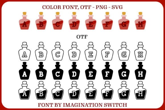 Red Potion Font PNG with transparent background - Preview 1