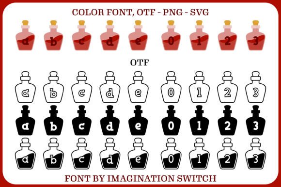 Red Potion Font PNG with transparent background - Preview 2