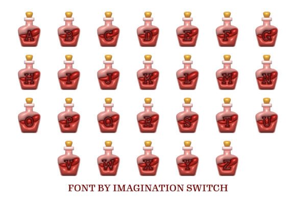 Red Potion Inflated Font PNG with transparent background - Preview 1