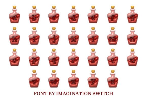 Red Potion Inflated Font PNG with transparent background - Preview 2