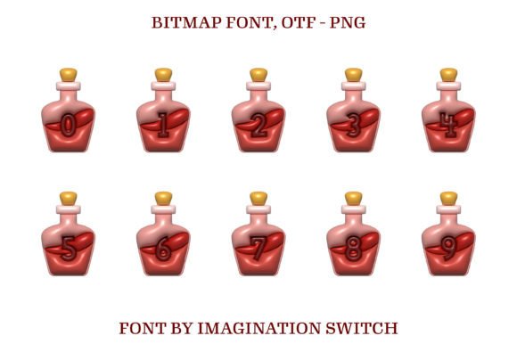 Red Potion Inflated Font PNG with transparent background - Preview 3