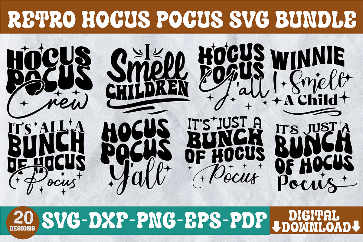 Retro Hocus Pocus SVG Bundle Graphic by monidesignhat · Creative Fabrica