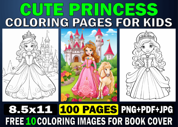 100 Cute Princess Coloring Book for Kids