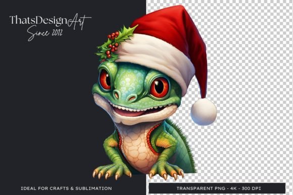 Cute Chameleon Christmas Animal Clipart Graphics