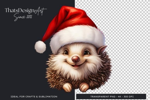 Cute Hedgehog Christmas Animal Clipart Graphics