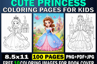 Cute Princess Coloring Pages for Kids Graphic by KDP PRO DESIGN ...