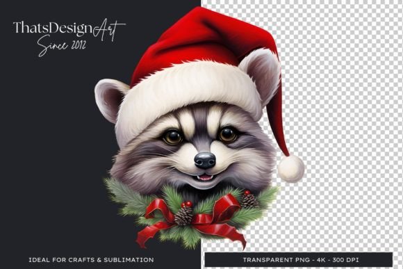 Cute Raccoon Clipart Christmas Animals Graphics