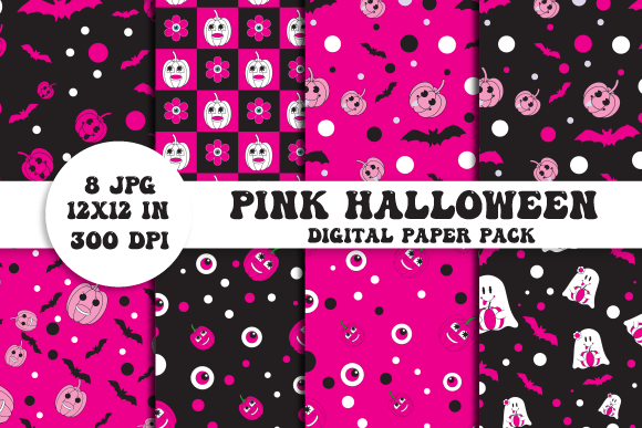 Pink Halloween Digital Paper Pack