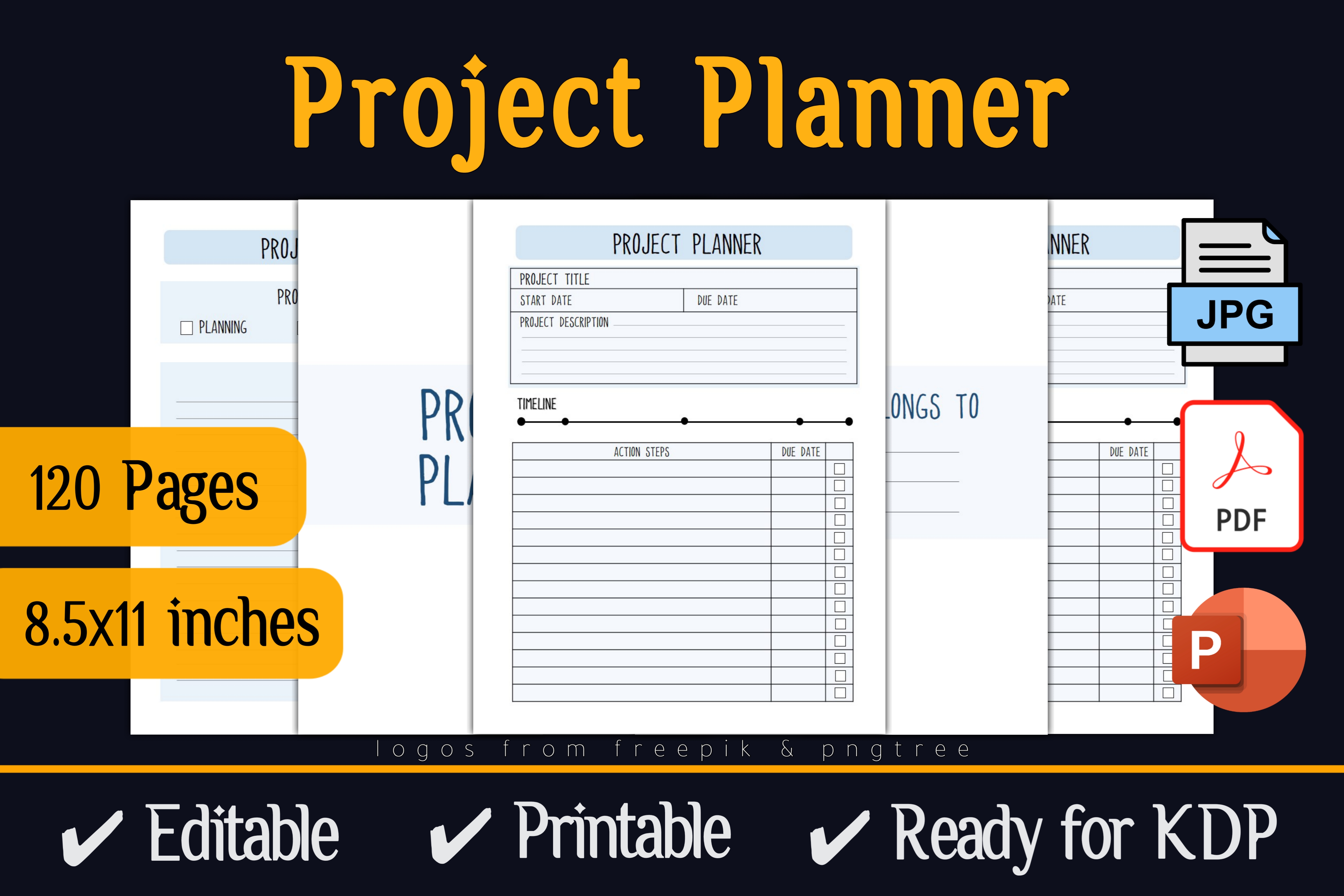 Project Planner KDP Interior Template Graphic by KDP POC · Creative Fabrica