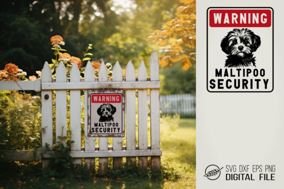 warning sign maltipoo doodle svg file for sublimation shirts and tumblers