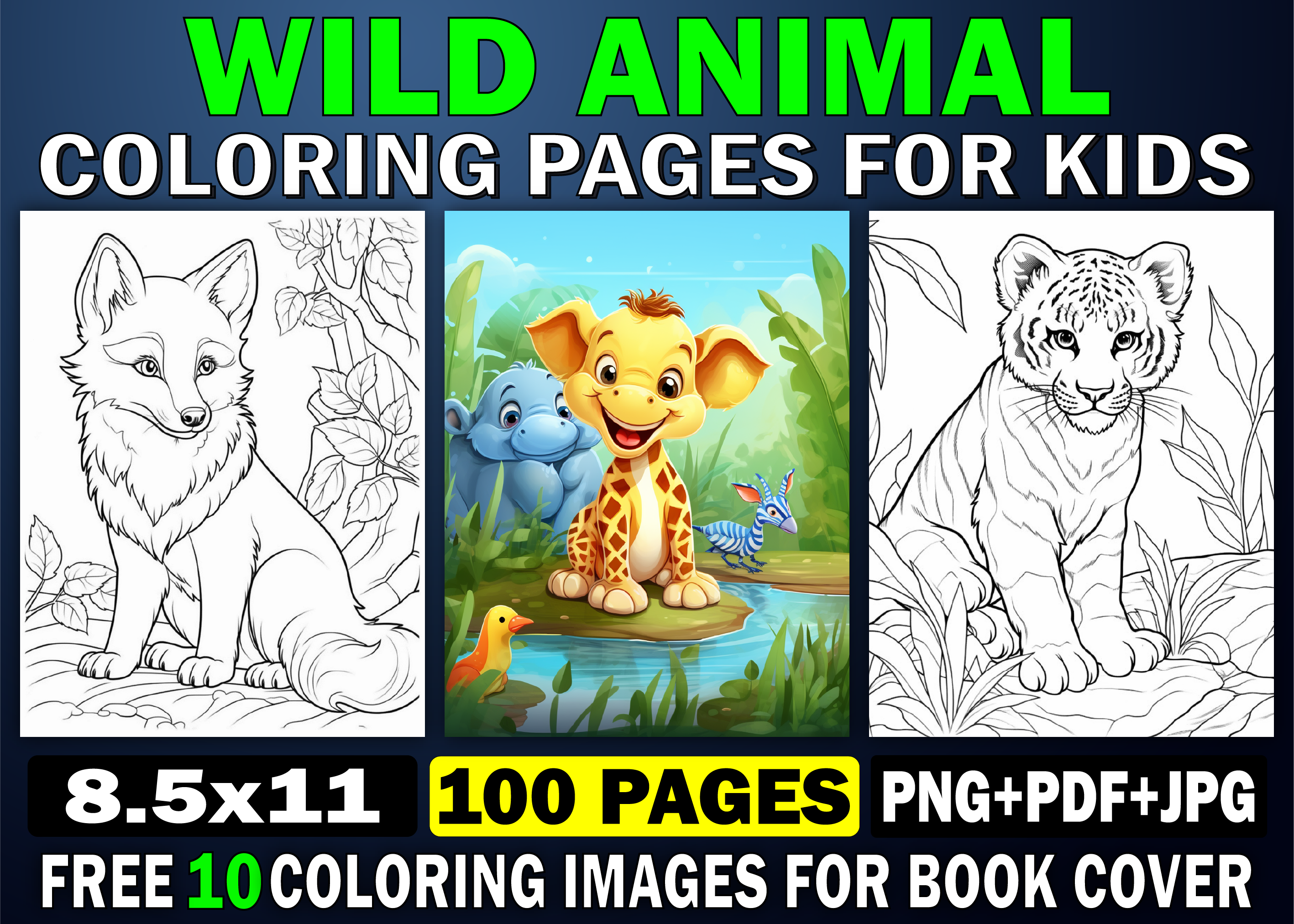 100 Wild Animal Coloring Pages for Kids