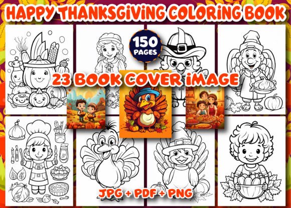150 Happy Thanksgiving Coloring Book