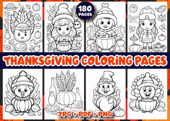 180 Thanksgiving Coloring Book for Kids