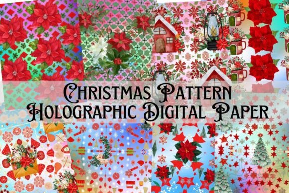 Christmas Pattern Holographic Background