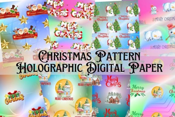Christmas Pattern Holographic Background
