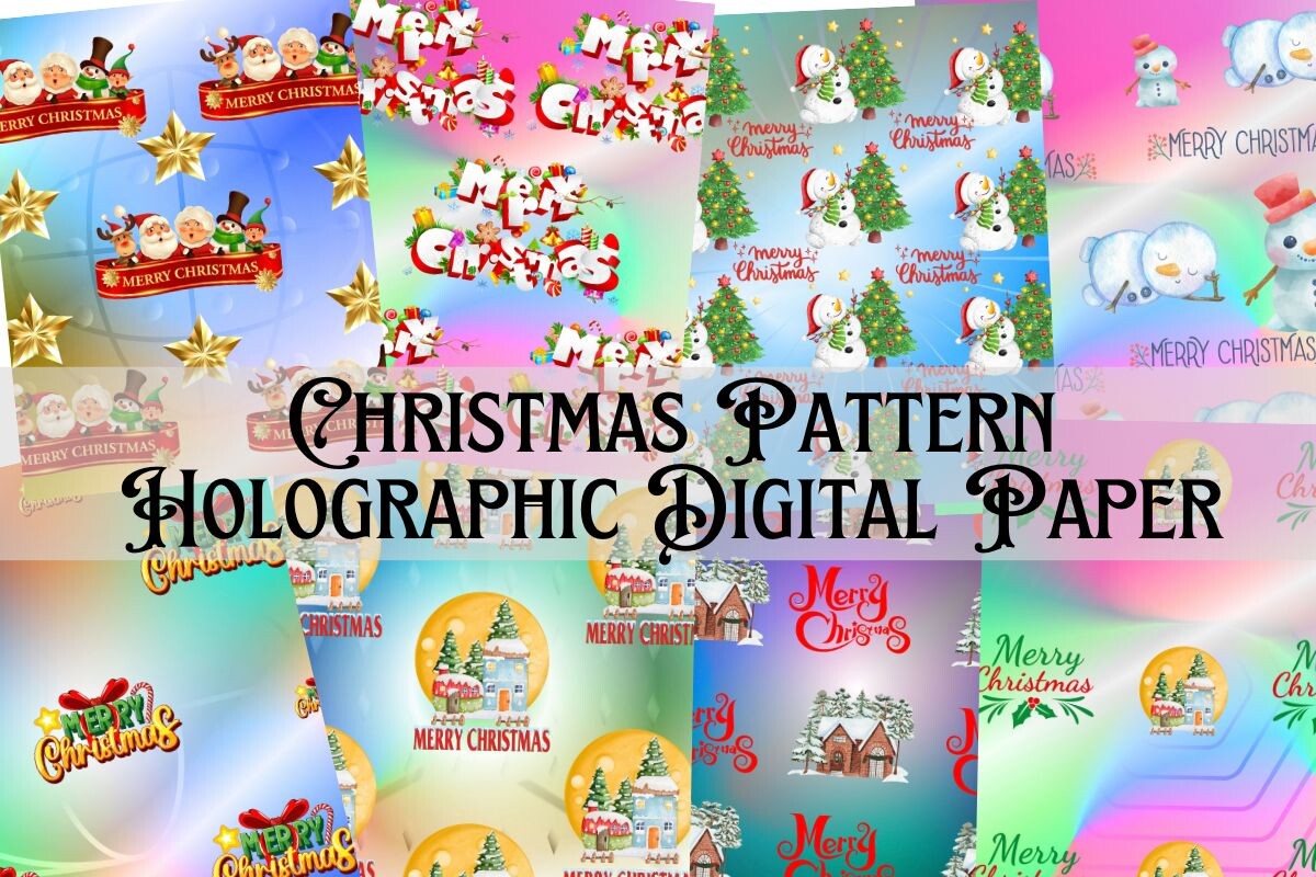 Christmas Pattern Holographic Background