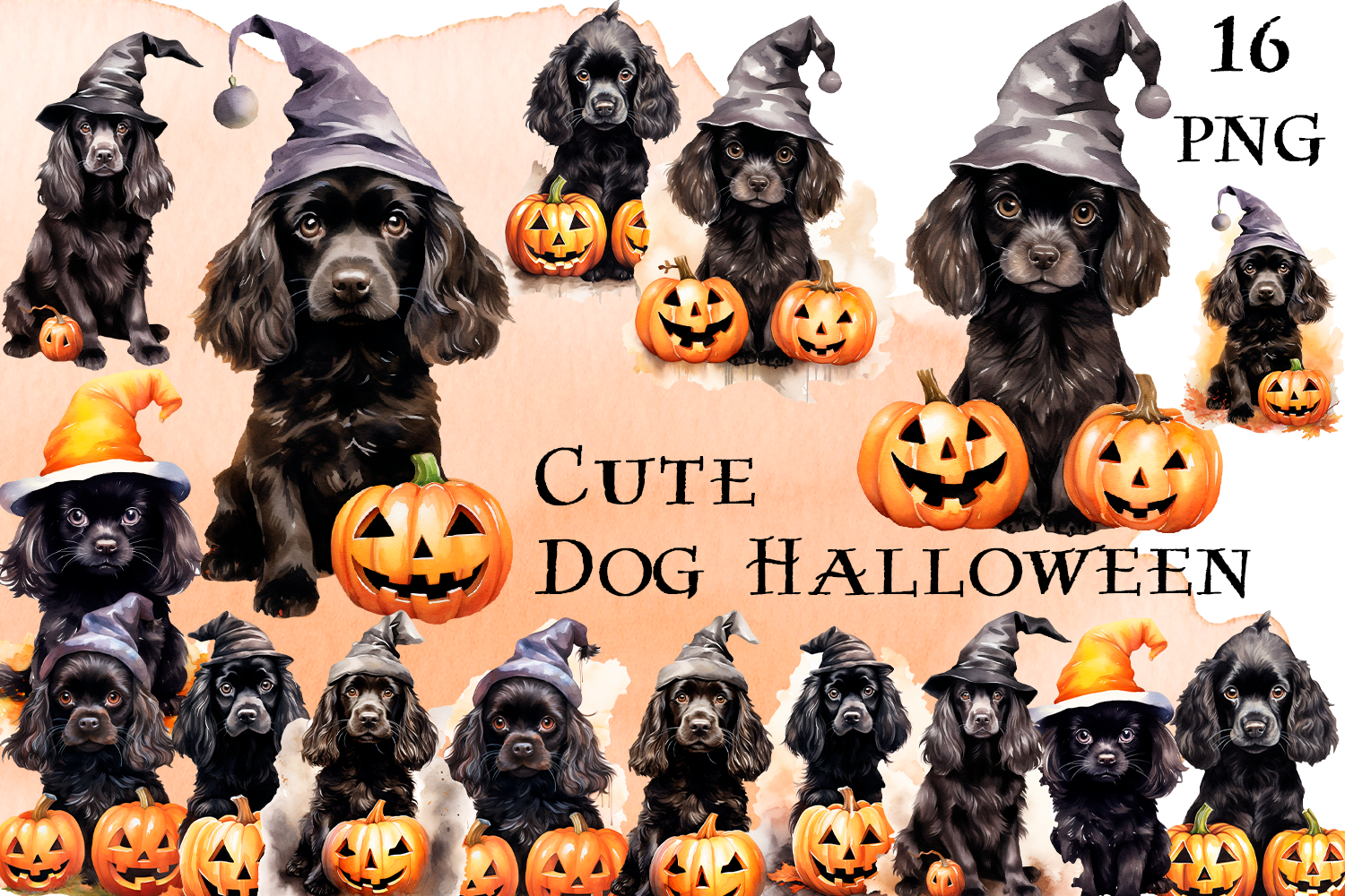 Cute Dog Halloween & Pumpkin Clipart PNG Graphic by ElenaZlataArt ...