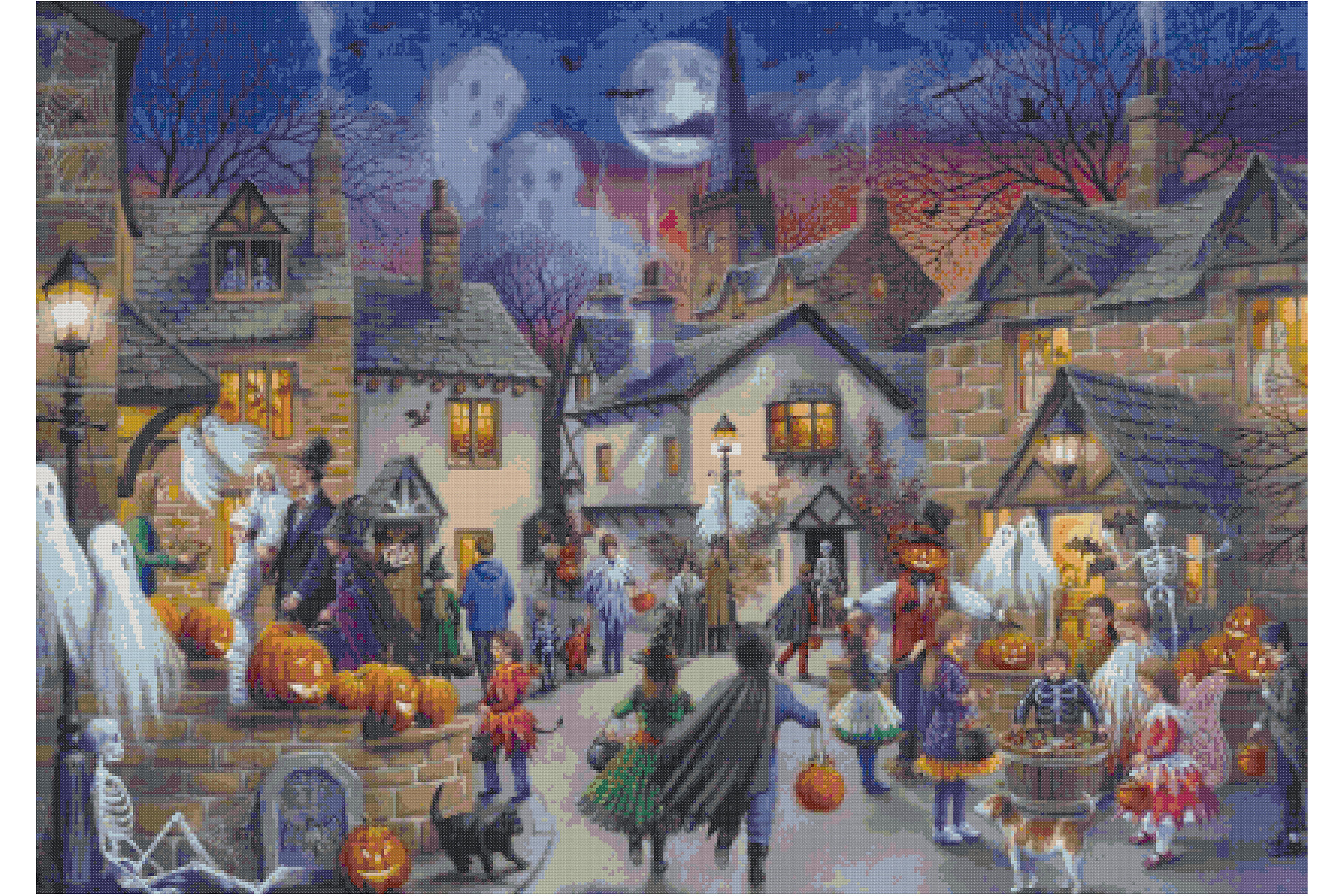 Halloween, Ghosts Counted Cross Stitch