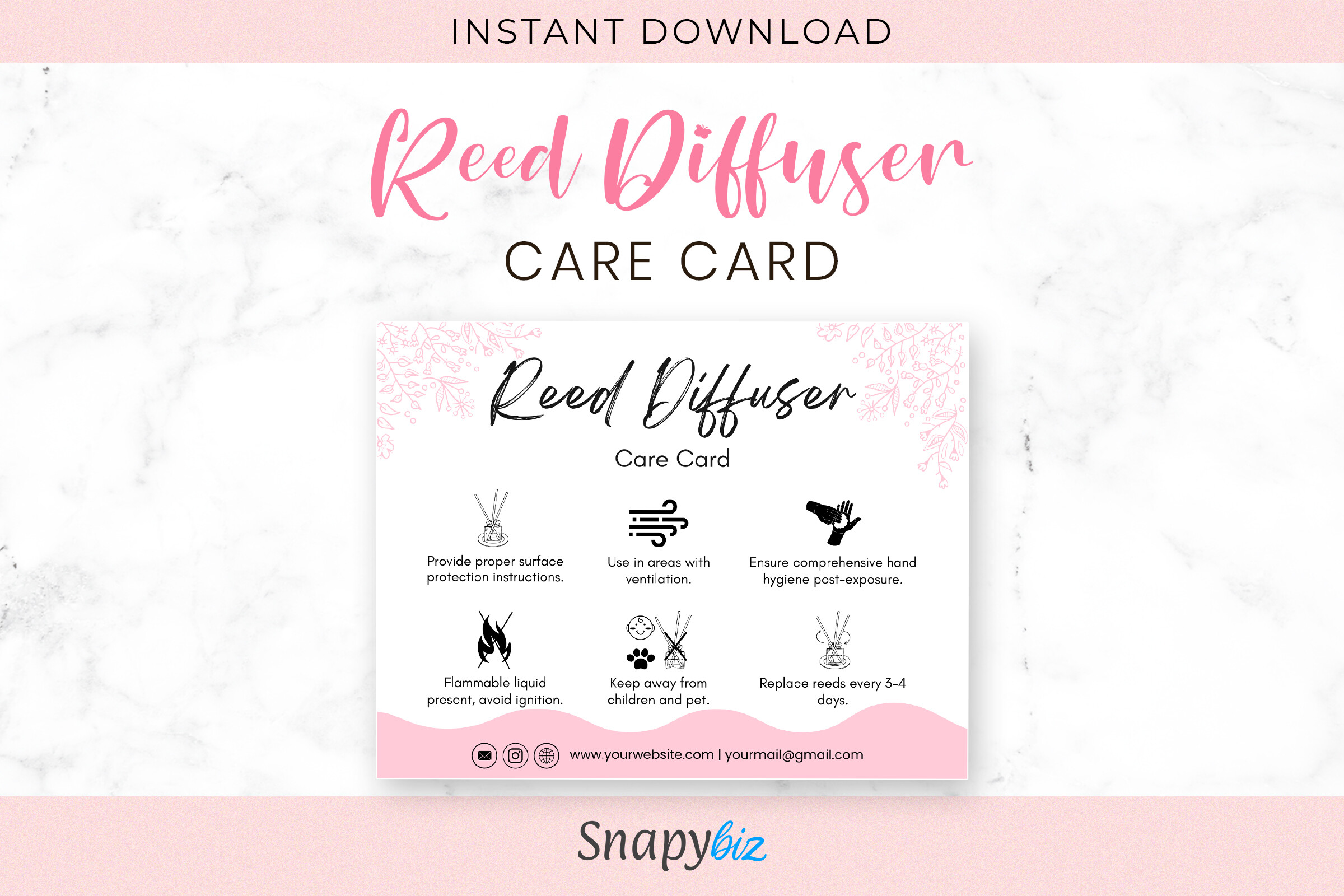 Reed Diffuser Care Card Canva Template