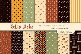 Retro Boho Digital Paper Pack Graphic by StudioShvera · Creative Fabrica