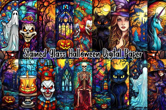 Stained Glass Halloween Background