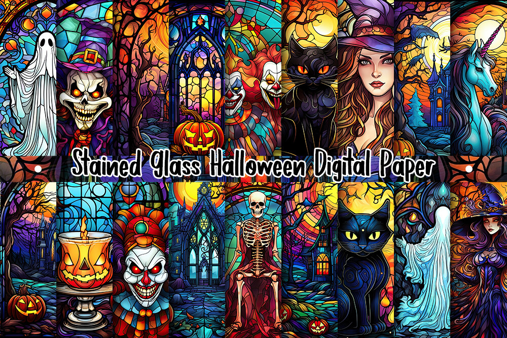 Stained Glass Halloween Background