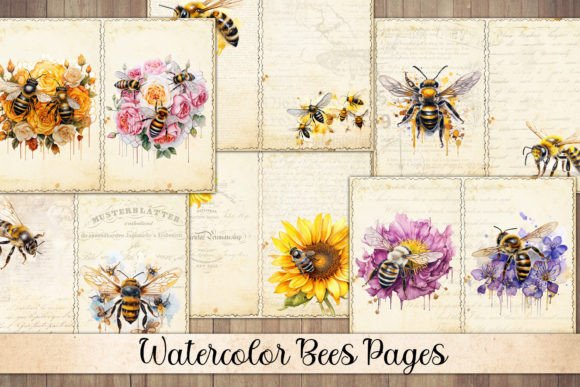 Vintage Honeybee Collage Journal Papers