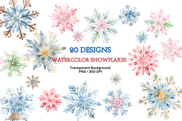 Watercolor Snowflakes Clipart Graphic Illustrations By JinnyStudio7559