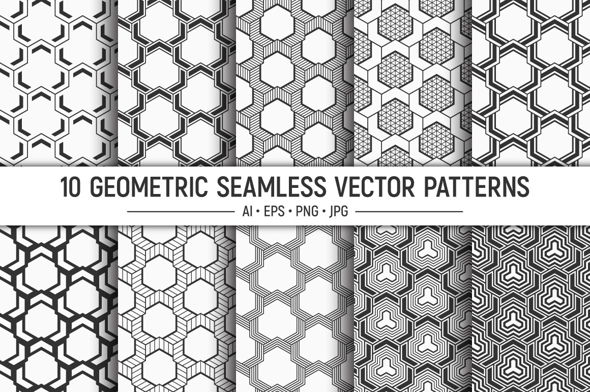 10 Seamless Geometric Vector Patterns Graphic by AVK graphics ...