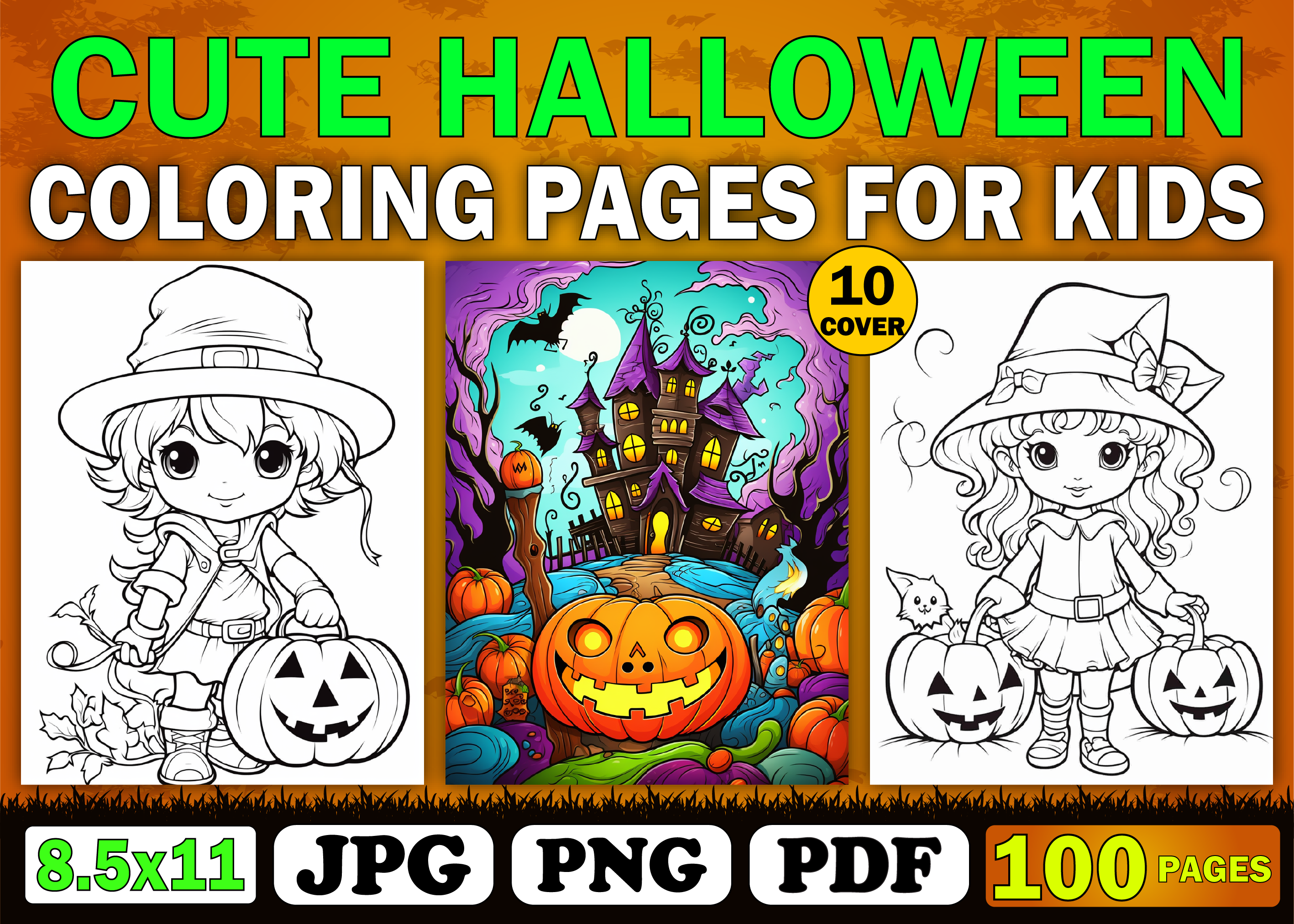 100 Cute Halloween Coloring Pages Kdp