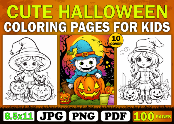 100 Cute Halloween Coloring Pages Kdp