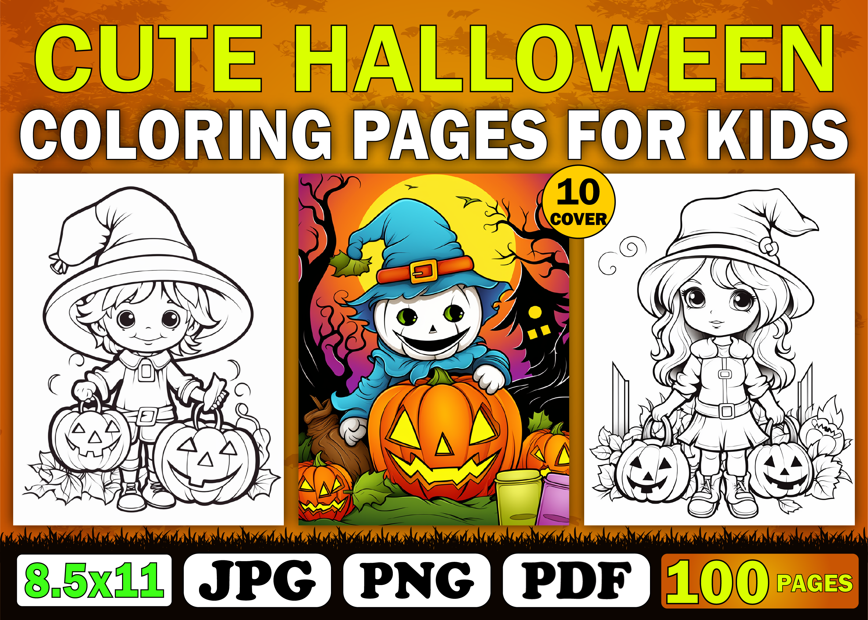 100 Cute Halloween Coloring Pages Kdp