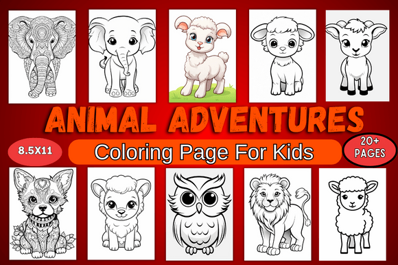 Animal Adventures Coloring Page for Kids