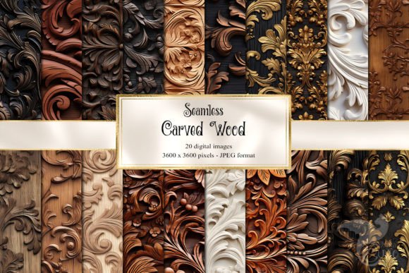 Carved Wood Digital Paper
