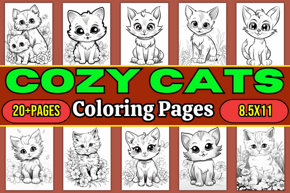 Cozy Cats Easy Coloring Pages